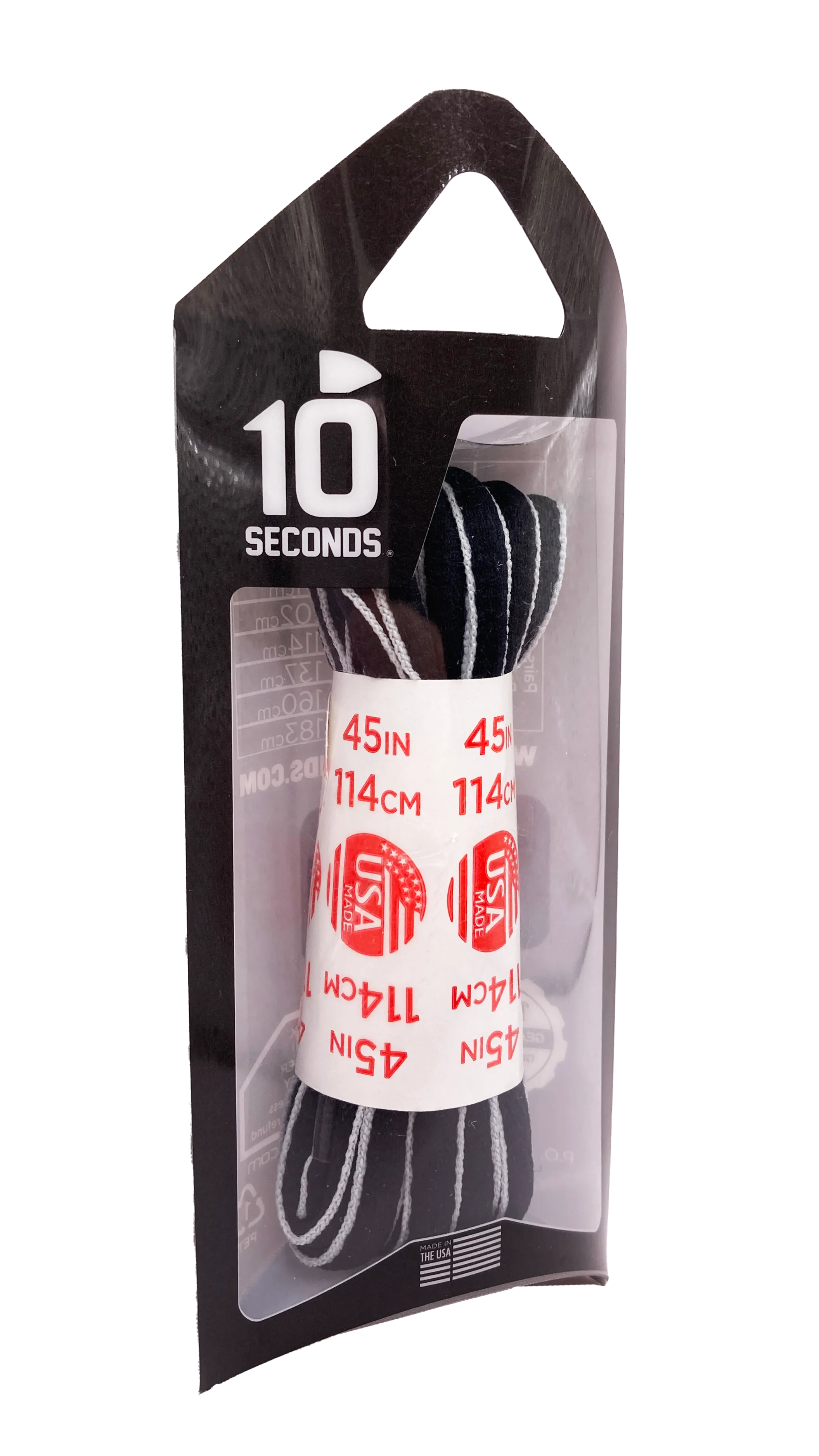 10 Seconds ® SofTouch Oval Laces | Black/Classic Grey Piping