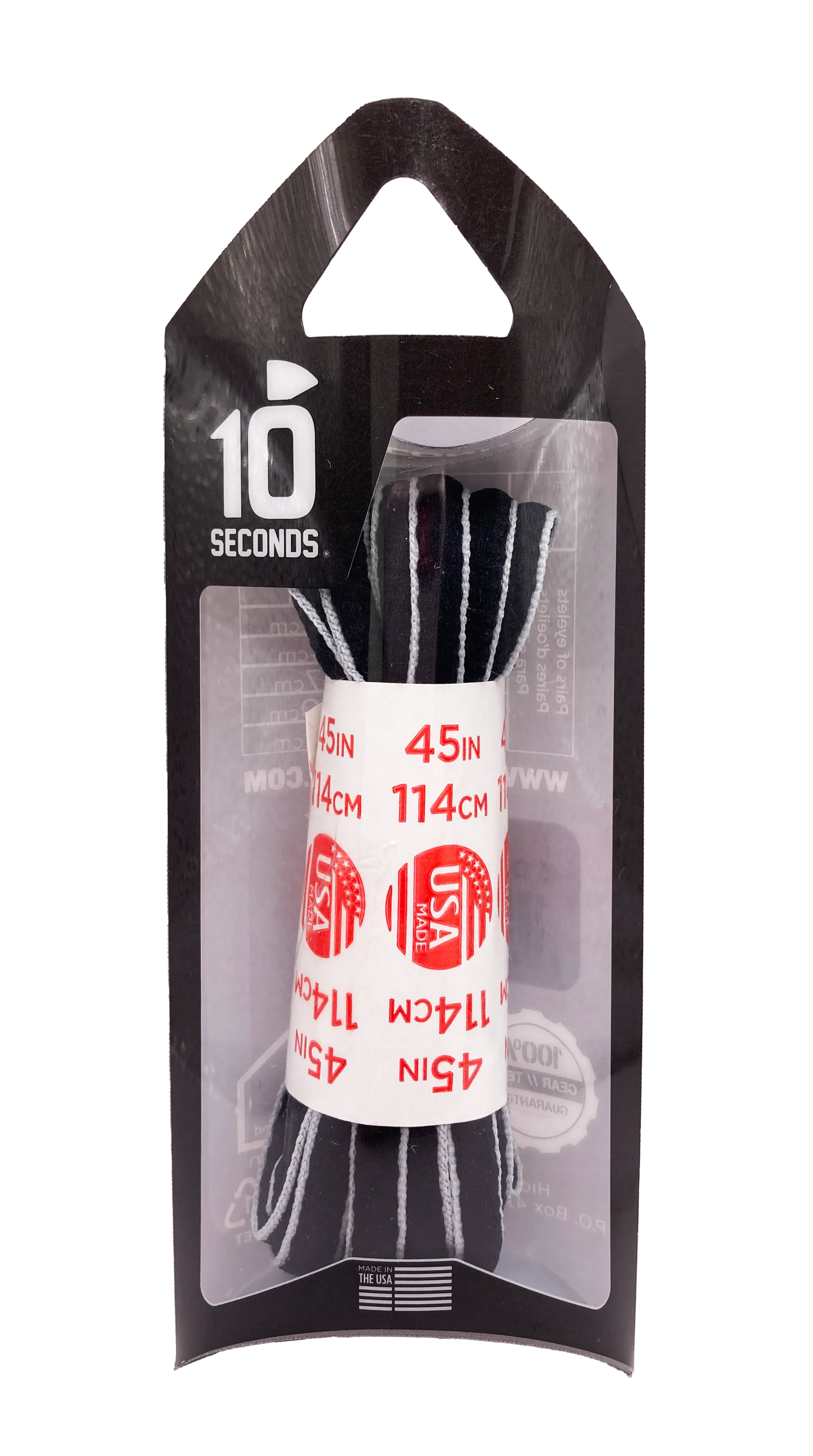 10 Seconds ® SofTouch Oval Laces | Black/Classic Grey Piping