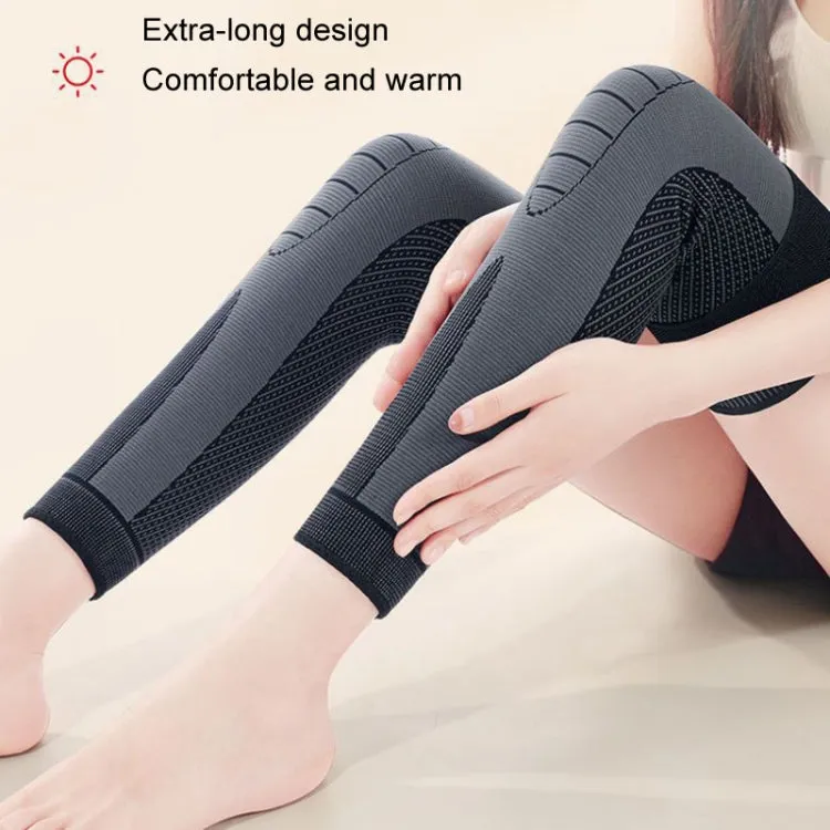 1pair Anti-Slip Compression Straps Keep Warm And Lengthen Knee Pads, Size: M(Plus Velvet Green)