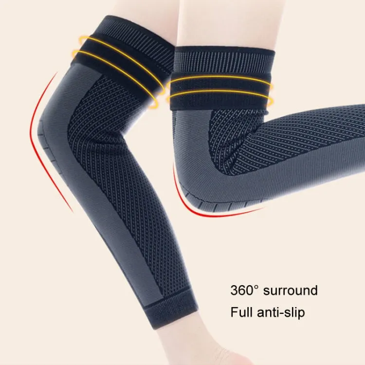 1pair Anti-Slip Compression Straps Keep Warm And Lengthen Knee Pads, Size: XXL(Mugwort Black)