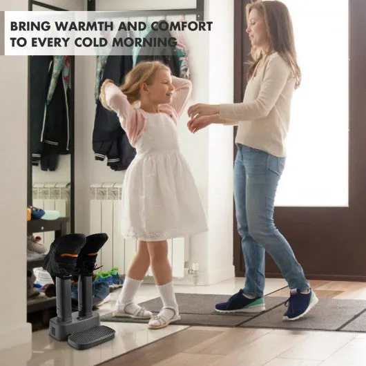 2-Shoe Electric Shoe Dryer with Portable Adjustable Warmer for Boots and Socks -Gray