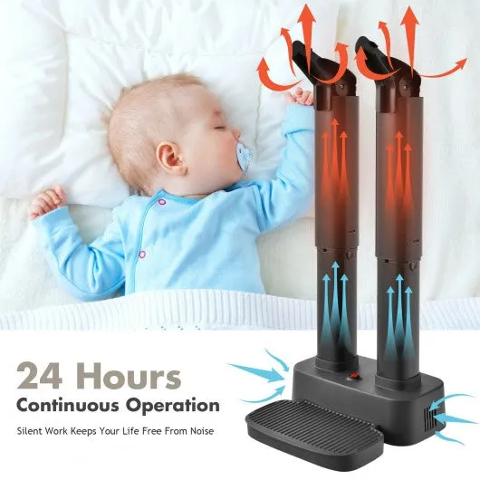 2-Shoe Electric Shoe Dryer with Portable Adjustable Warmer for Boots and Socks -Gray