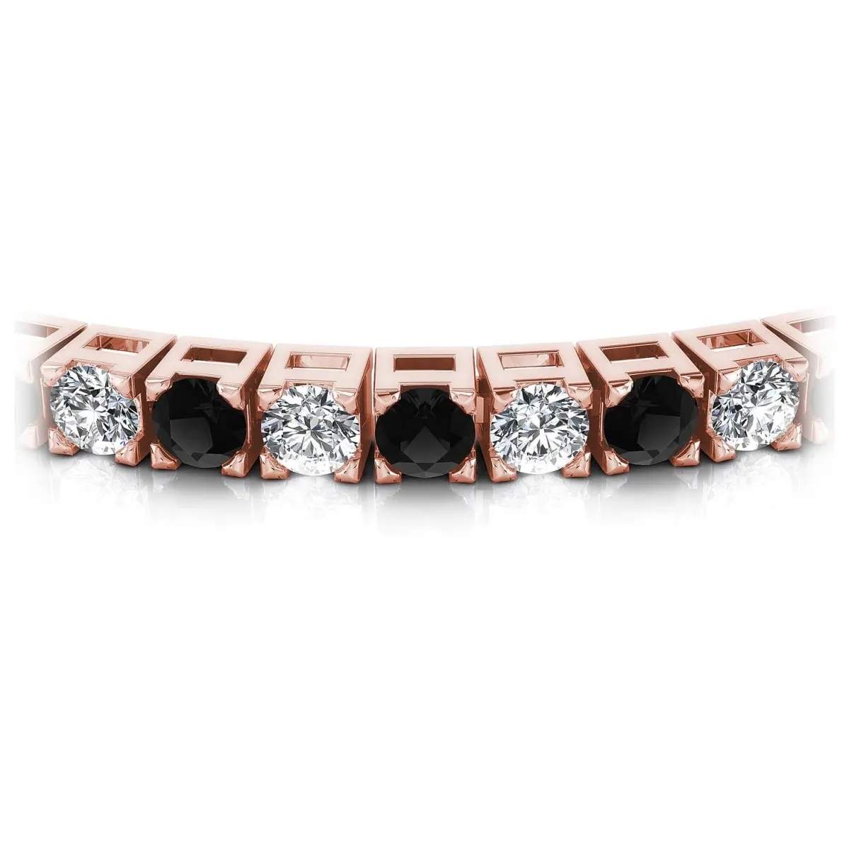 2.00-8.50 CT Round Cut Black Diamonds & Diamonds - Tennis Bracelet