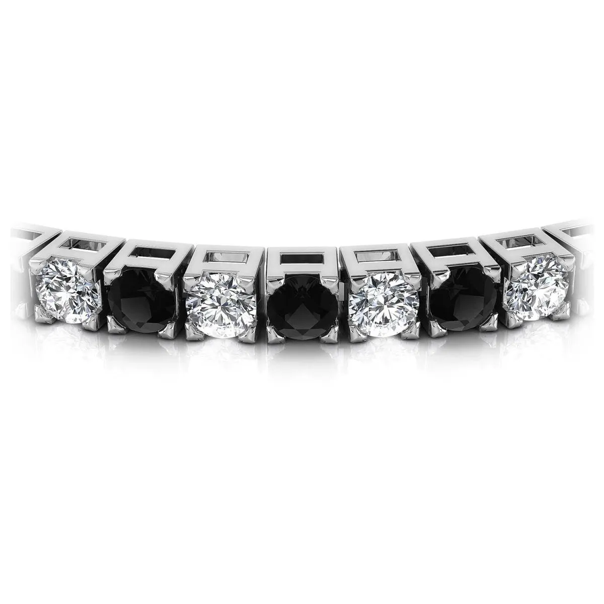 2.00-8.50 CT Round Cut Black Diamonds & Diamonds - Tennis Bracelet