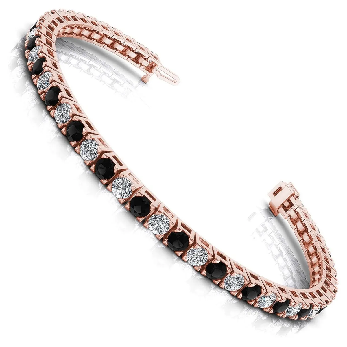 2.00-8.50 CT Round Cut Black Diamonds & Diamonds - Tennis Bracelet