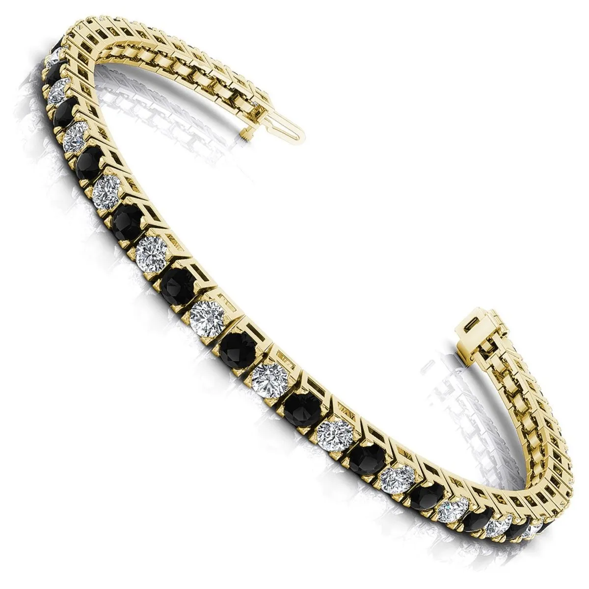 2.00-8.50 CT Round Cut Black Diamonds & Diamonds - Tennis Bracelet