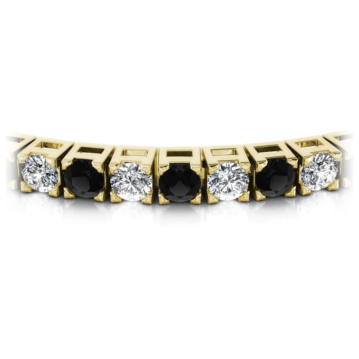 2.00-8.50 CT Round Cut Black Diamonds & Diamonds - Tennis Bracelet