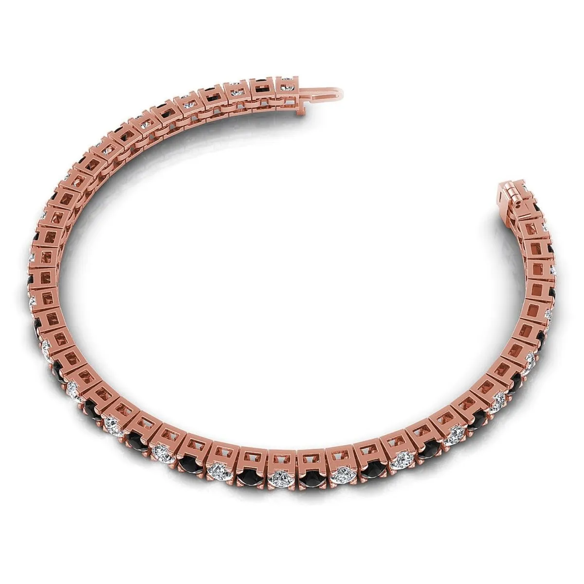 2.00-8.50 CT Round Cut Black Diamonds & Diamonds - Tennis Bracelet