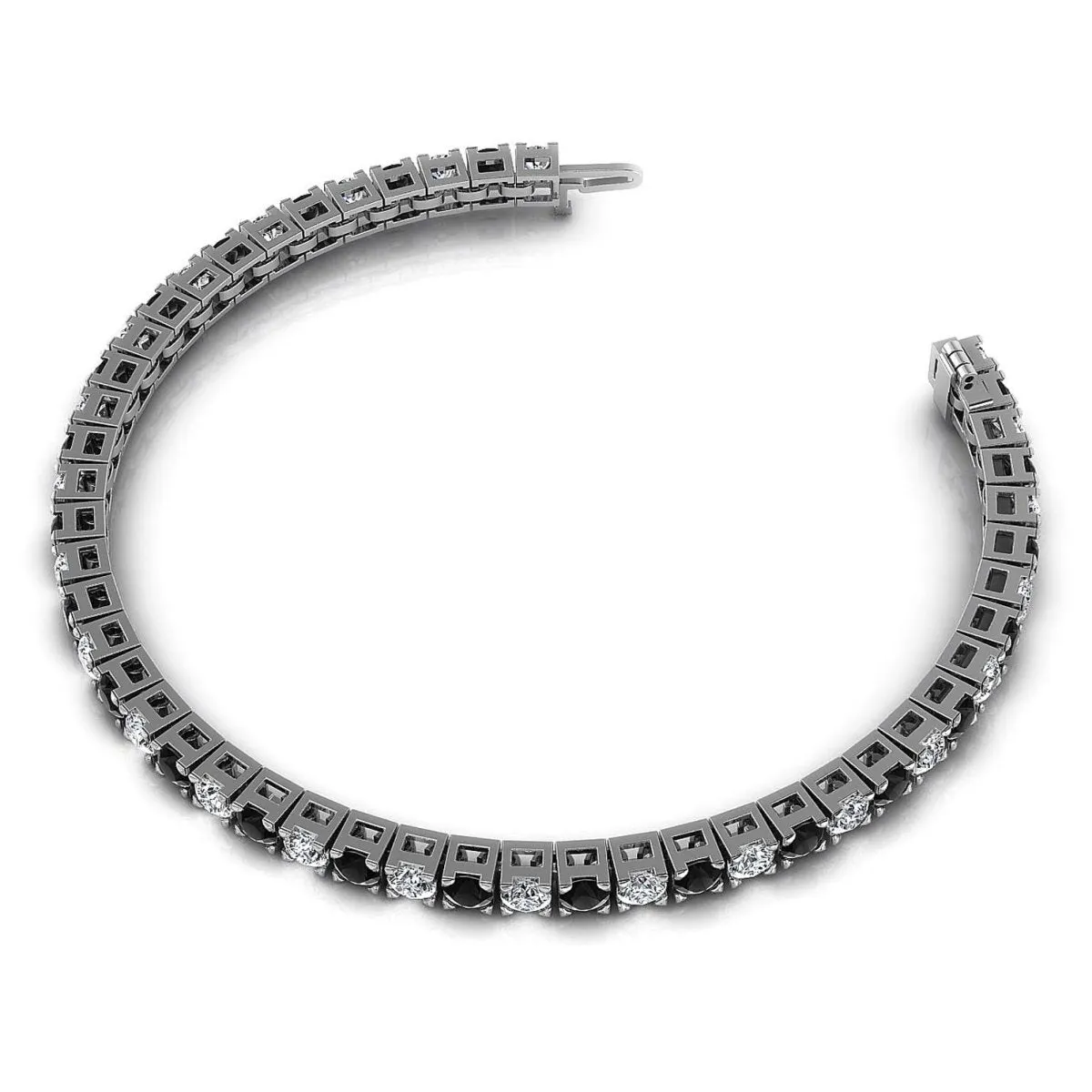 2.00-8.50 CT Round Cut Black Diamonds & Diamonds - Tennis Bracelet