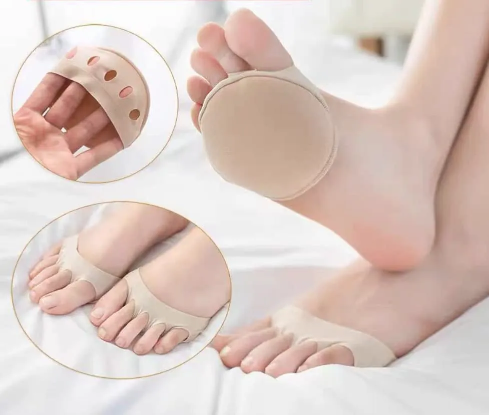 5Pairs Invisible Forefoot Pads Ball of Foot Cushions Honeycomb Metatarsal Pads Invisible Socks Toe Topper Liner Sock for Women Prevent Pain and Discomfort