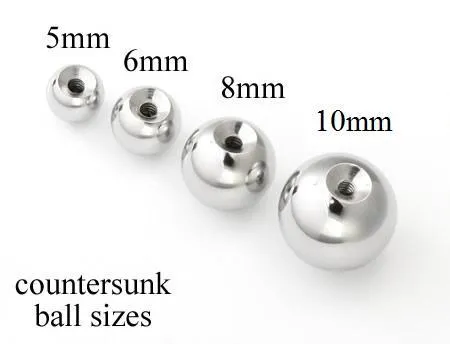 8g Countersunk, Counterbored Steel Ball — Price Per 1