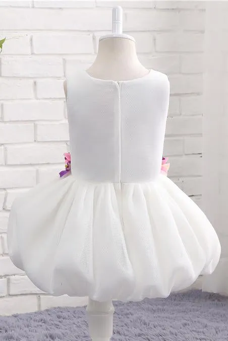 A-line Flower Girl Dress With Applique, Unique Sleeveless Flower Girl Dress With Flower F058
