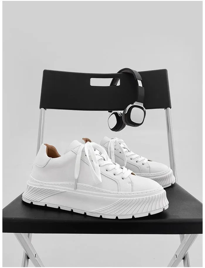 Advbridge Breathable Leather Shoes Men Platform Sneakers Casual White Sports Shoes Comfy Flats Male Footwear Zapatillas Hombre