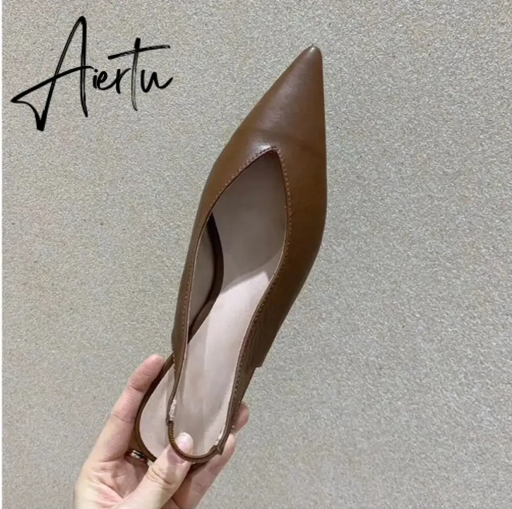 Aiertu Fashion Brand Sandals Mules Women Shallow Mouth Pointed Toe Shoes Low Heel Slip On Slides Slipper Shoes HOT NOW