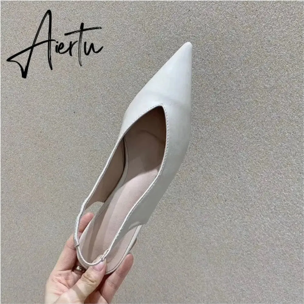 Aiertu Fashion Brand Sandals Mules Women Shallow Mouth Pointed Toe Shoes Low Heel Slip On Slides Slipper Shoes HOT NOW