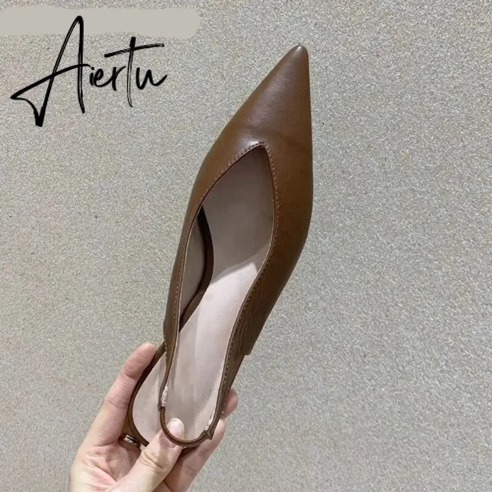 Aiertu Fashion Brand Sandals Mules Women Shallow Mouth Pointed Toe Shoes Low Heel Slip On Slides Slipper Shoes HOT NOW