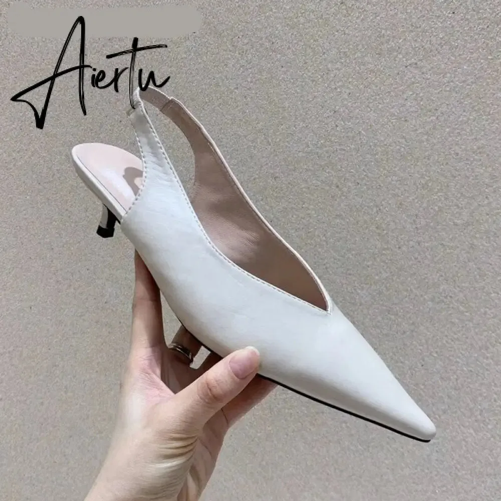 Aiertu Fashion Brand Sandals Mules Women Shallow Mouth Pointed Toe Shoes Low Heel Slip On Slides Slipper Shoes HOT NOW