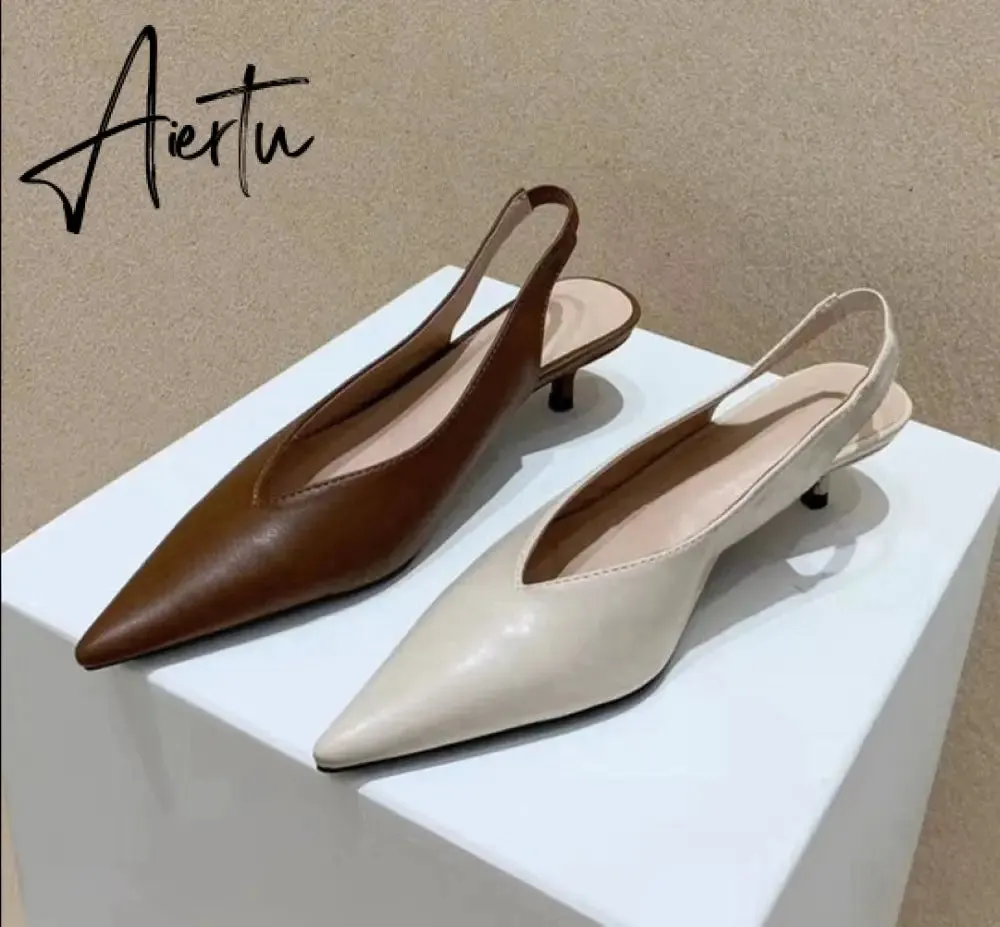 Aiertu Fashion Brand Sandals Mules Women Shallow Mouth Pointed Toe Shoes Low Heel Slip On Slides Slipper Shoes HOT NOW