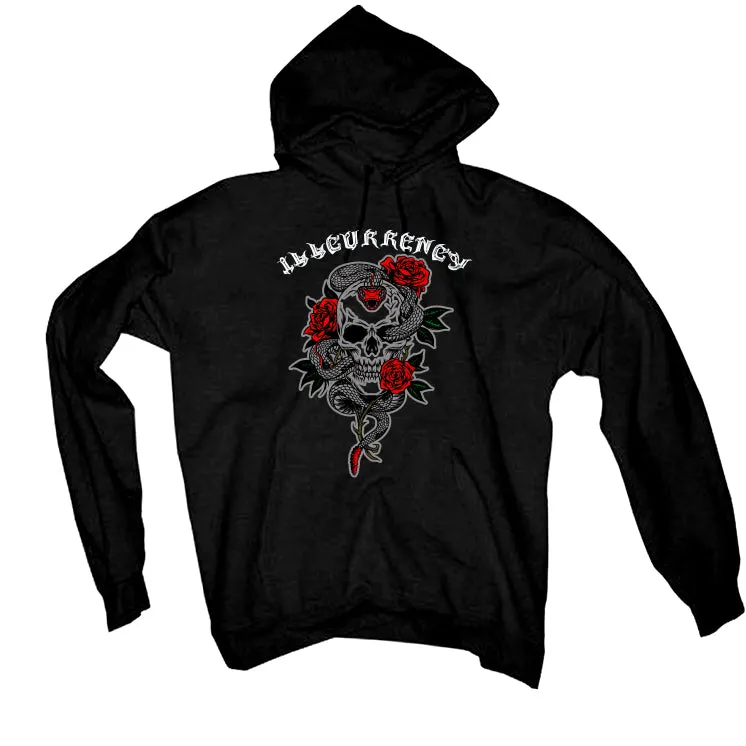 AIR JORDAN 4 “BRED REIMAGINED” 2024 | ILLCURRENCY Black T-Shirt (Skeleton Rose)