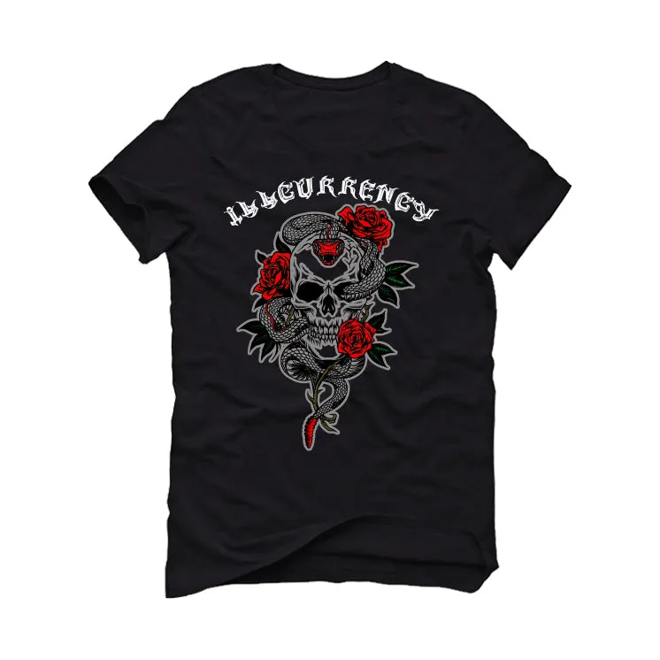 AIR JORDAN 4 “BRED REIMAGINED” 2024 | ILLCURRENCY Black T-Shirt (Skeleton Rose)