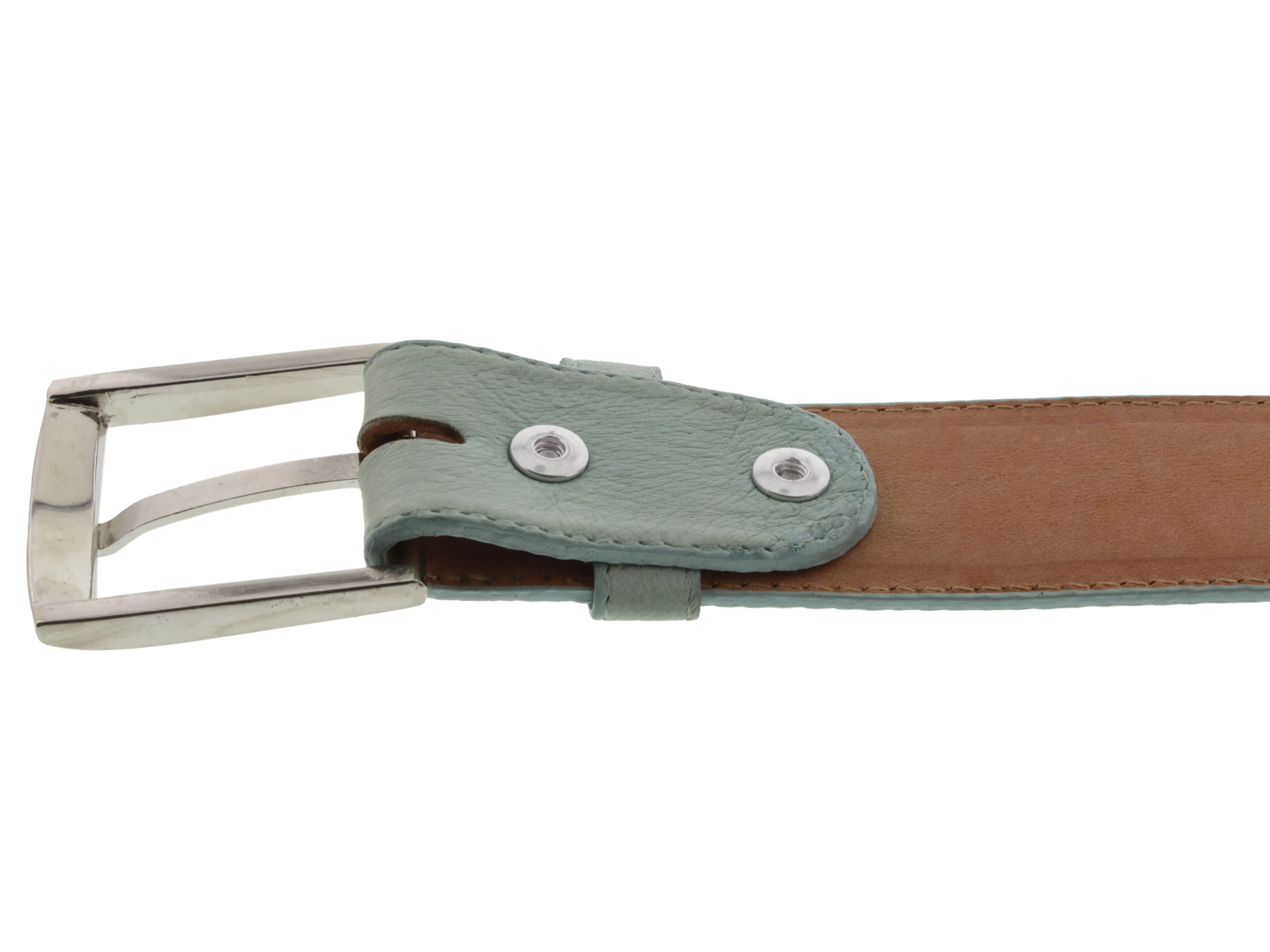 Baby Blue Western Cowboy Belt Real Ostrich Skin Leather - Silver Buckle