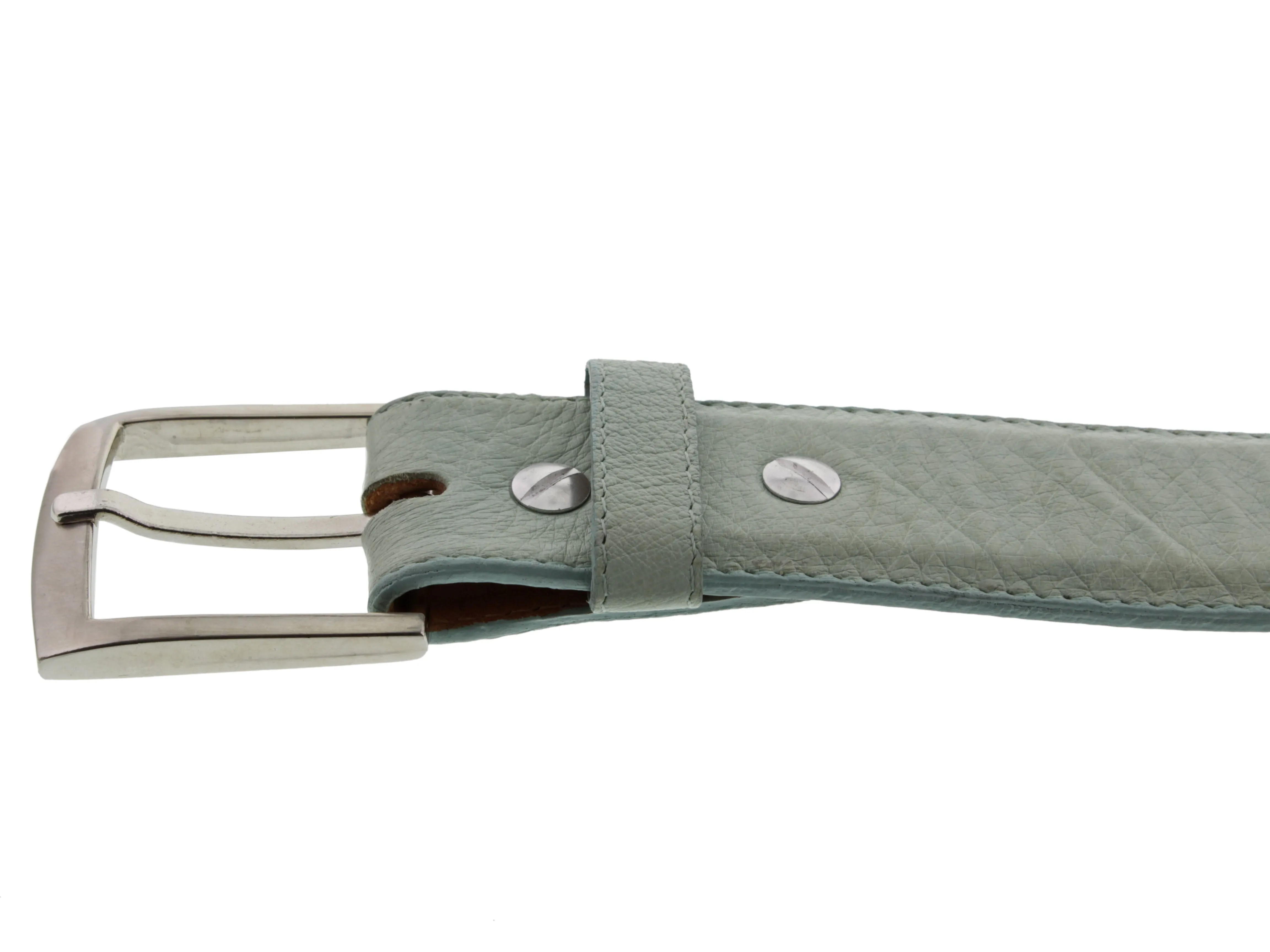 Baby Blue Western Cowboy Belt Real Ostrich Skin Leather - Silver Buckle