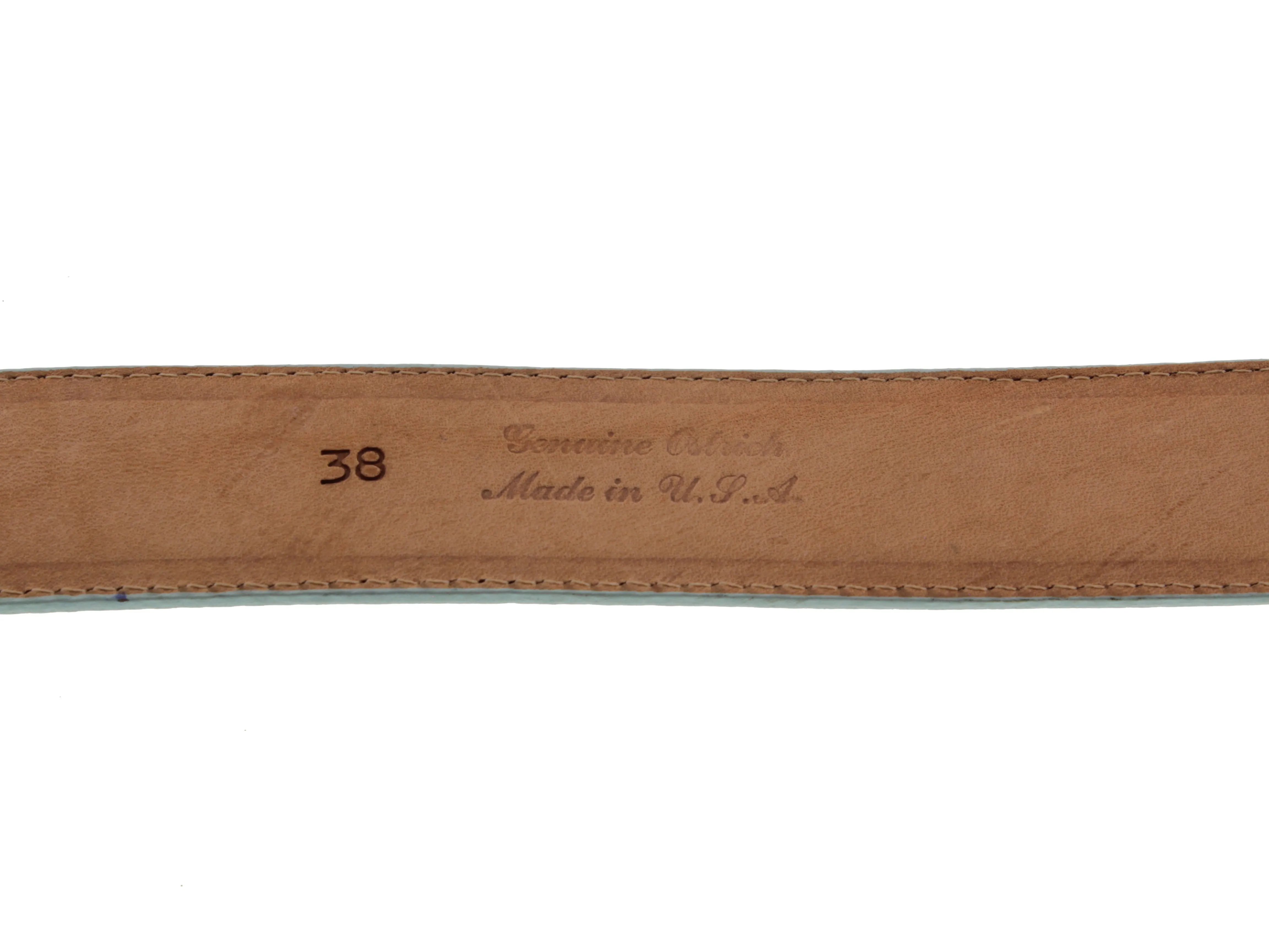Baby Blue Western Cowboy Belt Real Ostrich Skin Leather - Silver Buckle