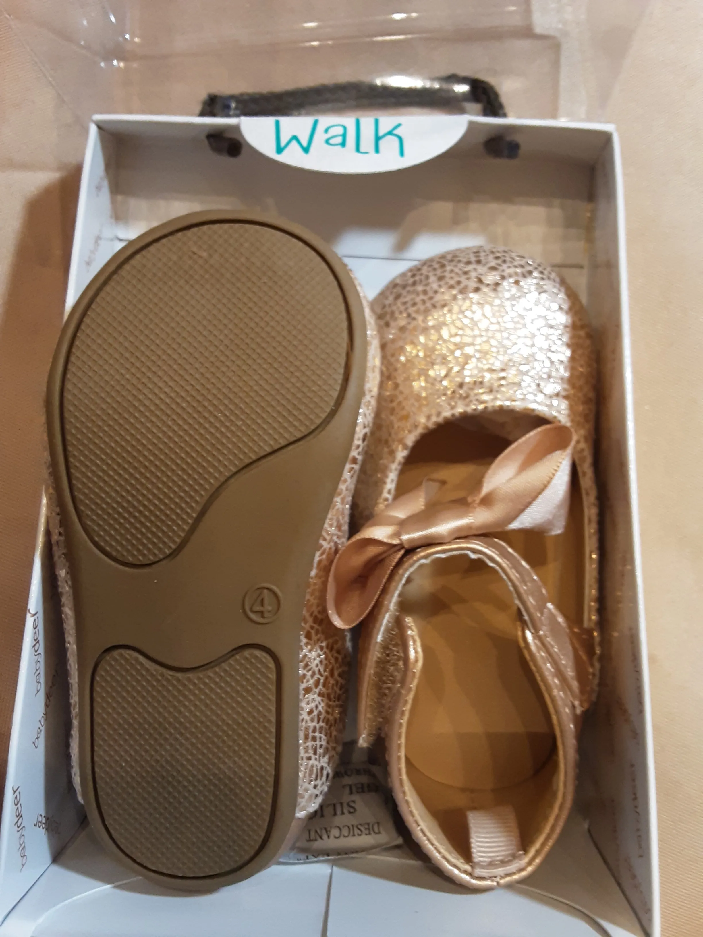 Baby Deer Metallic Bow Top Baby Shoe -Walking Shoes