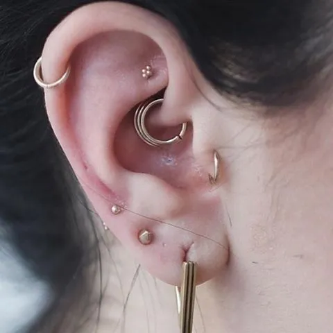 Ball Earring by Maria Tash in 14K Rose Gold. Flat Stud.
