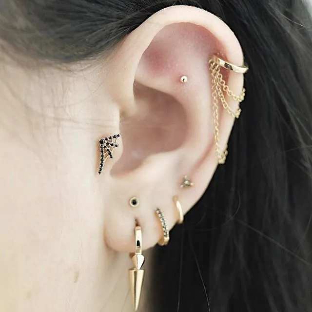 Ball Earring by Maria Tash in 14K Rose Gold. Flat Stud.