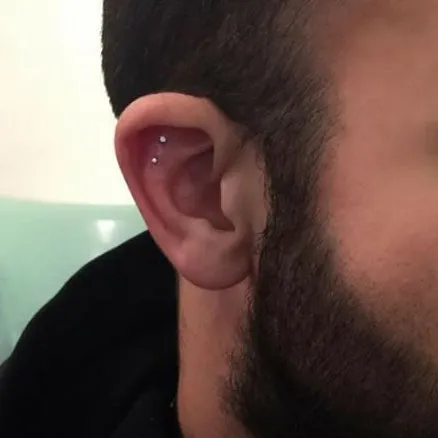 Ball Earring by Maria Tash in 14K Rose Gold. Flat Stud.