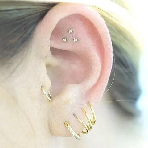 Ball Earring by Maria Tash in 14K Yellow Gold. Flat Stud.