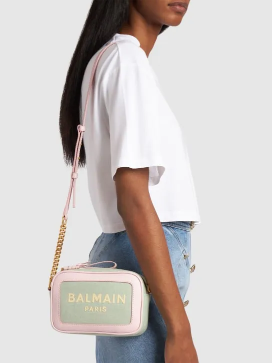 Balmain   B-army logo canvas camera bag 