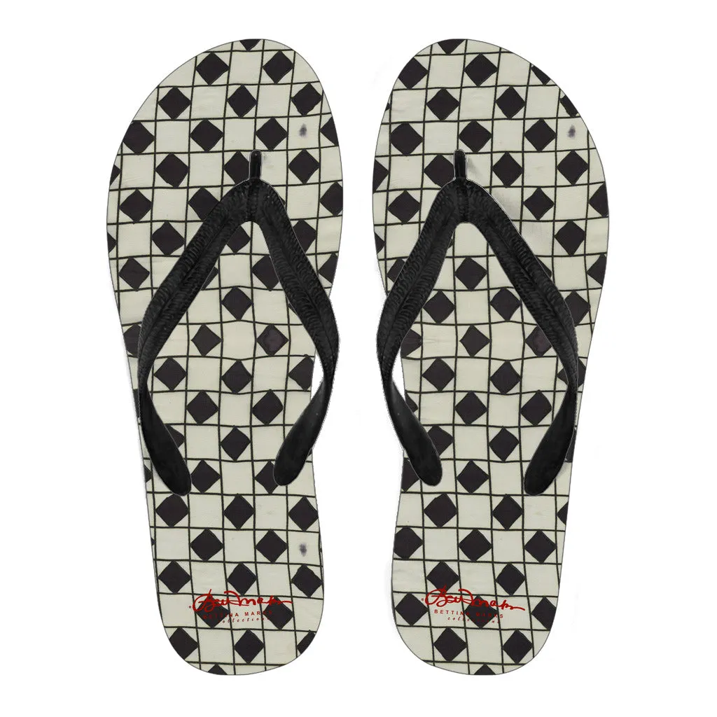 B&W Checkerboard Optical Flip Flops