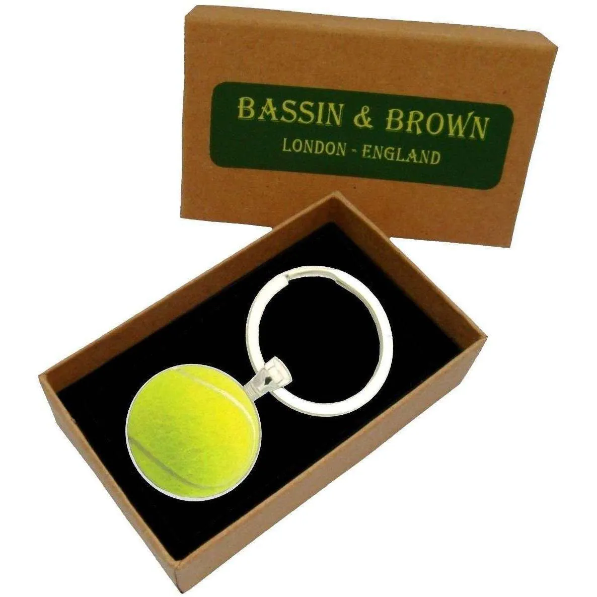 Bassin and Brown Tennis Ball Key Ring - Yellow