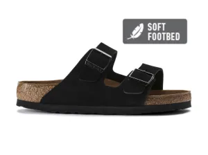 Birkenstock Arizona Black Suede Leather Soft Footbed Made In Germany