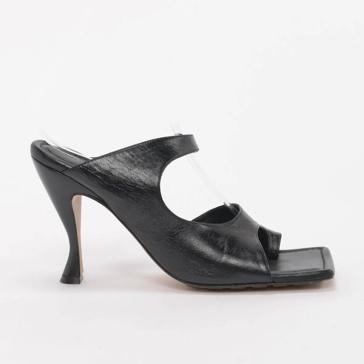Bottega Veneta Black Lambskin Crunch Lux Sandals 40