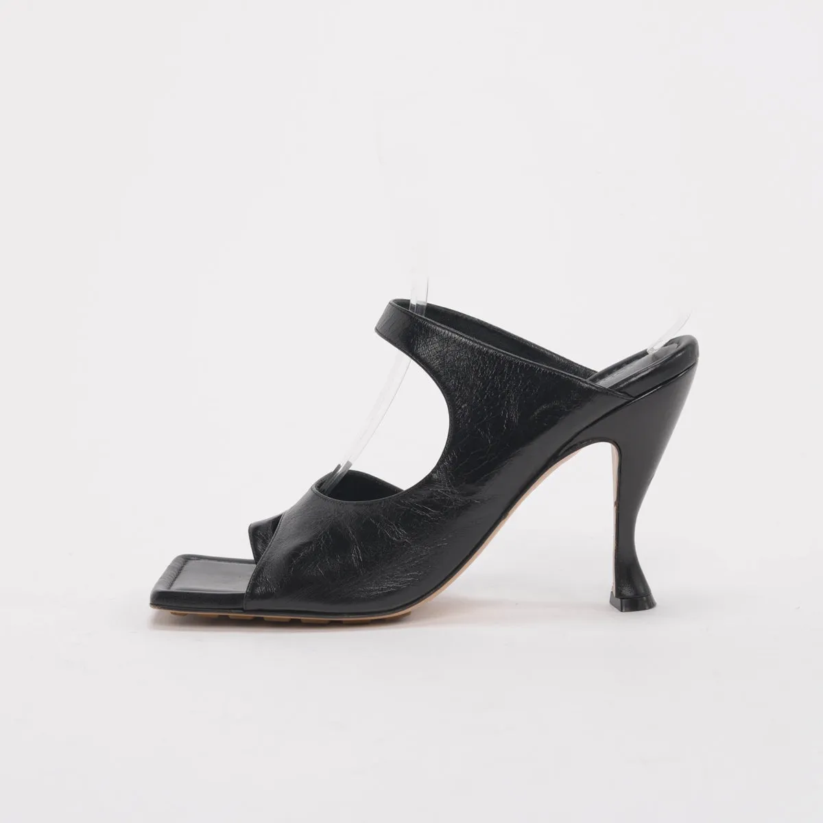 Bottega Veneta Black Lambskin Crunch Lux Sandals 40