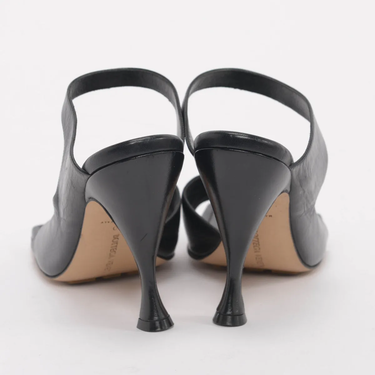 Bottega Veneta Black Lambskin Crunch Lux Sandals 40