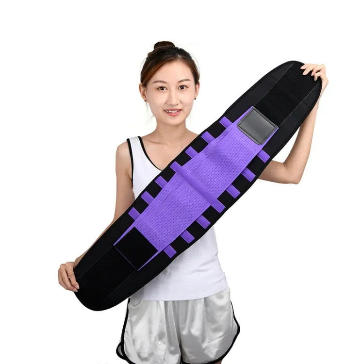Breathable Mesh Warm Waist Belt Reinforced Steel Plate Support Sports Waist Belt, Specification: S(Purple)