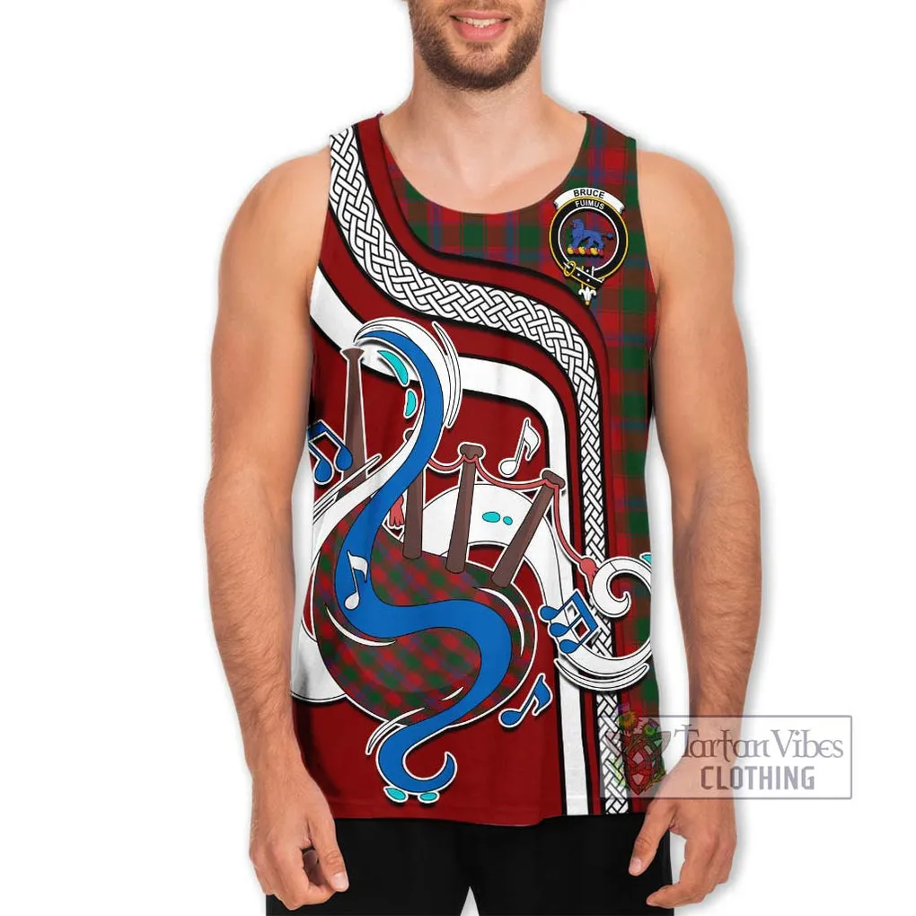 Bruce Old Tartan Men's Tank Top with Epic Bagpipe Style