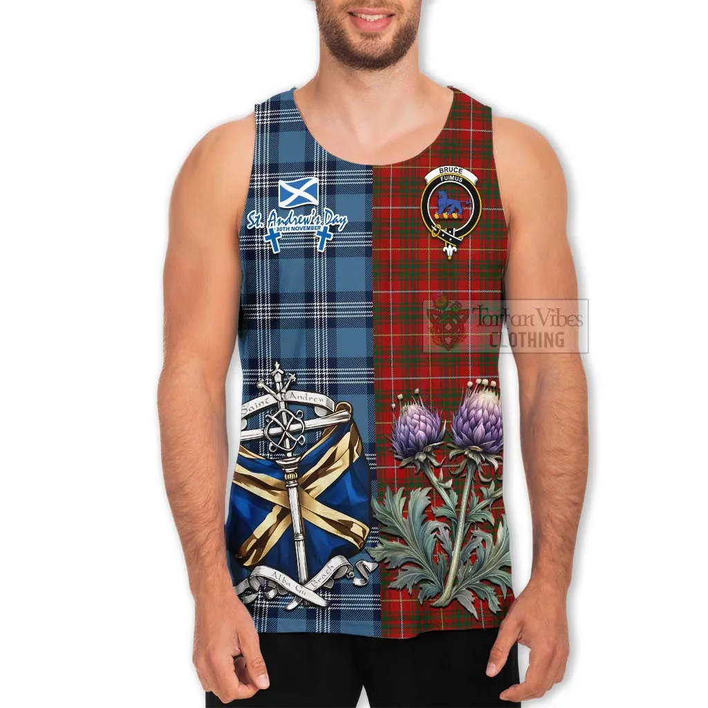 Bruce Tartan Men's Tank Top Happy St. Andrew's Day Half Tartan Style