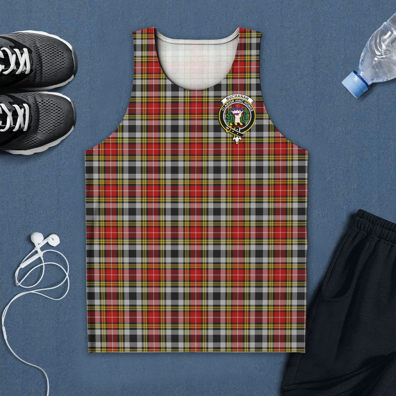 Buchanan Old Dress Tartan Mens Tank Top with Family Crest