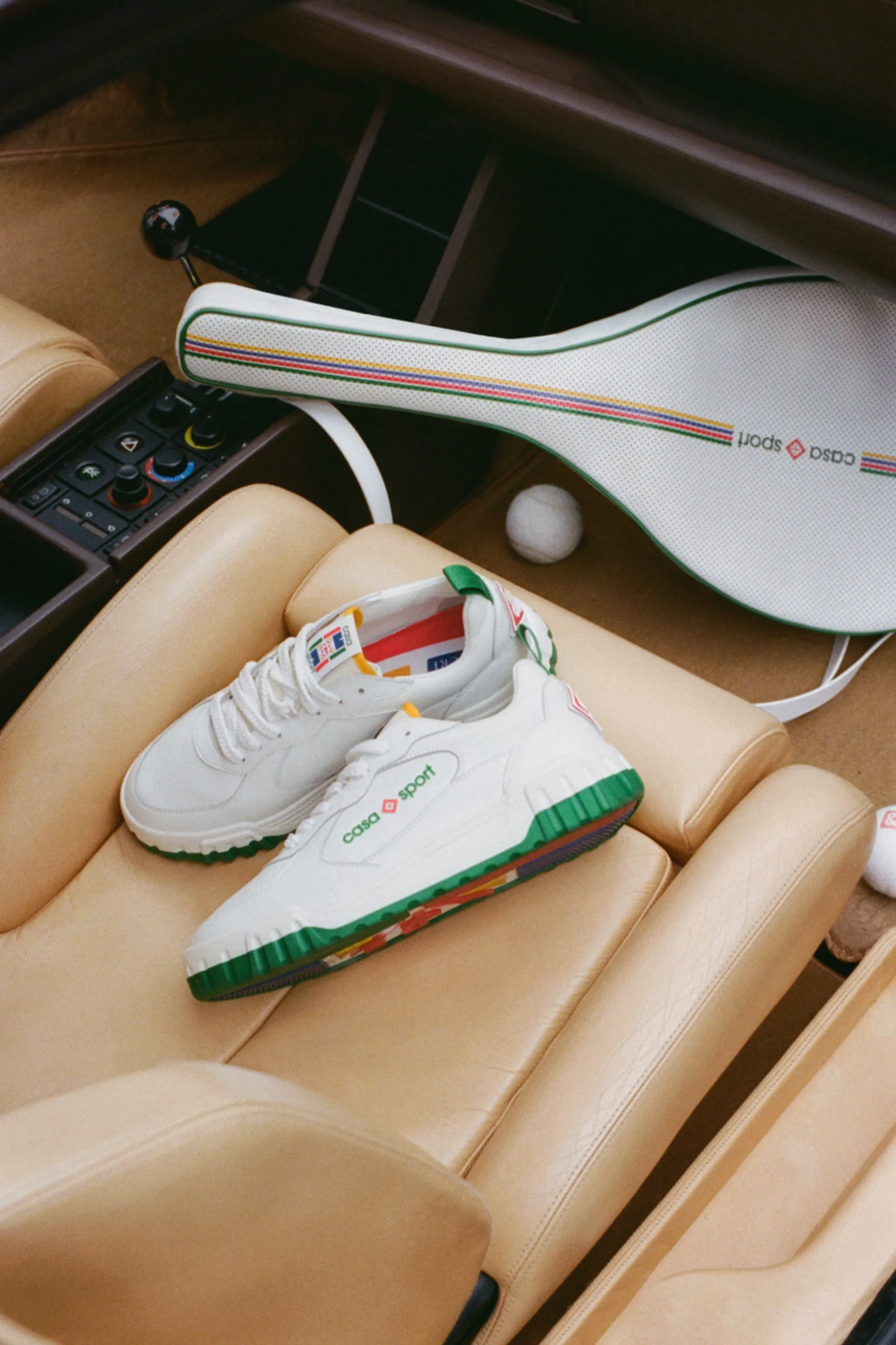 CASABLANCA Tennis Court Leather Sneaker White Green