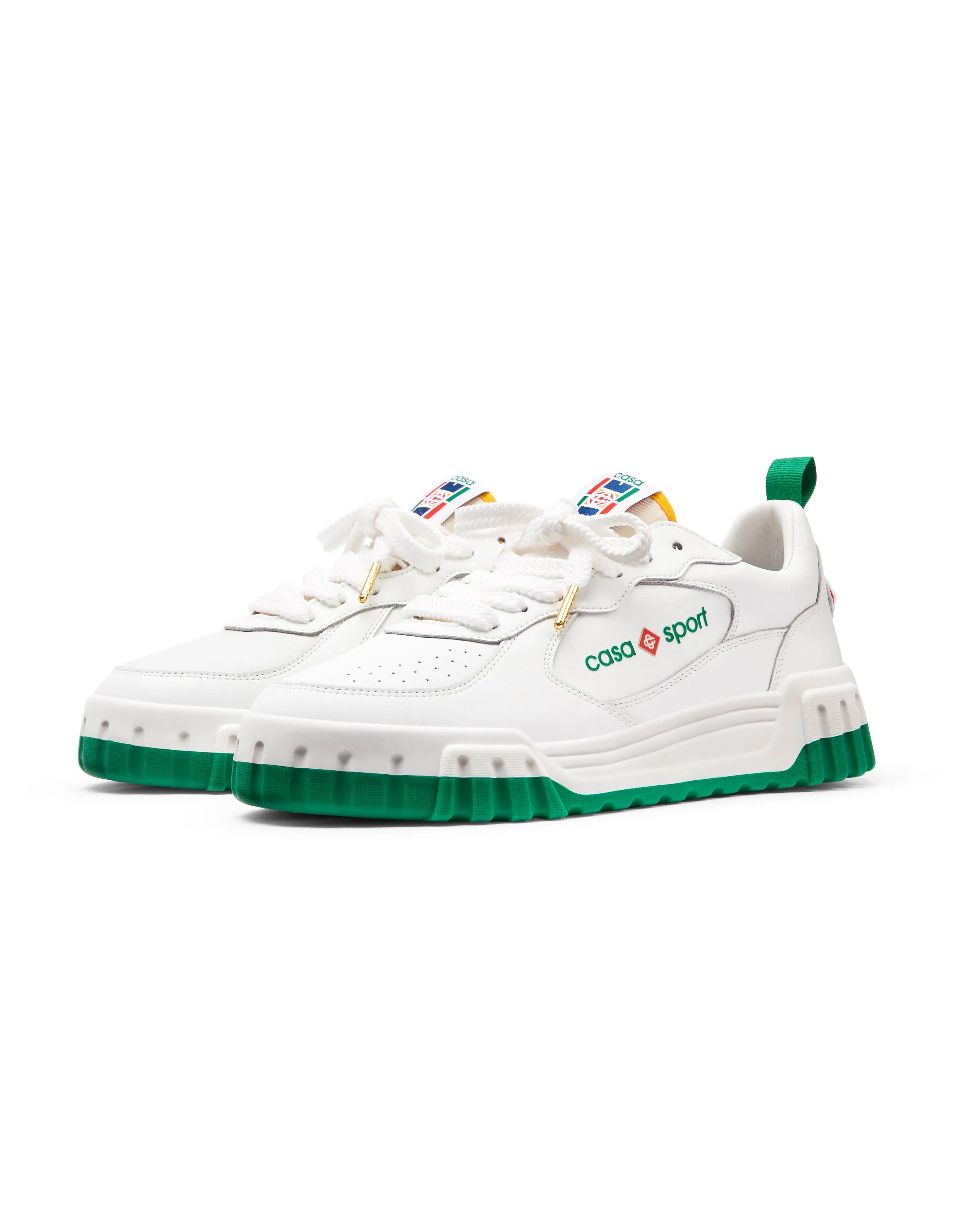 CASABLANCA Tennis Court Leather Sneaker White Green