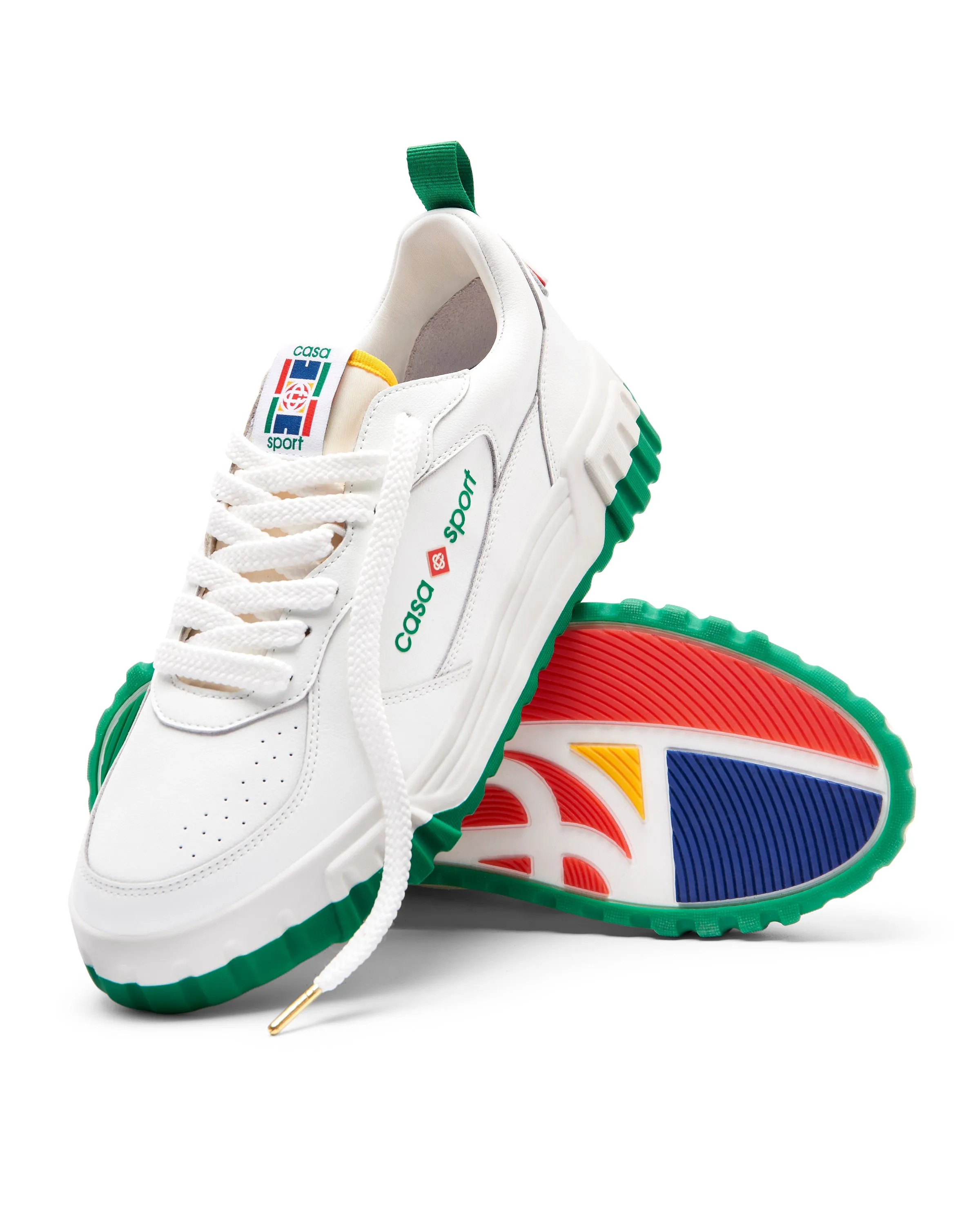 CASABLANCA Tennis Court Leather Sneaker White Green