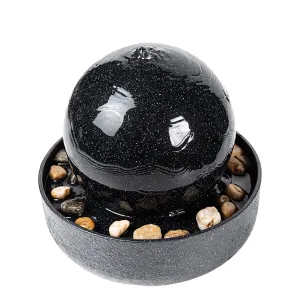 CASLONEE 7.5 Inch Tall Indoor Relaxation Tabletop Ball Fountain with LED Light and Stone Home/Office Decoration Meditiation Water Resin Foundtain Desktop Fountains