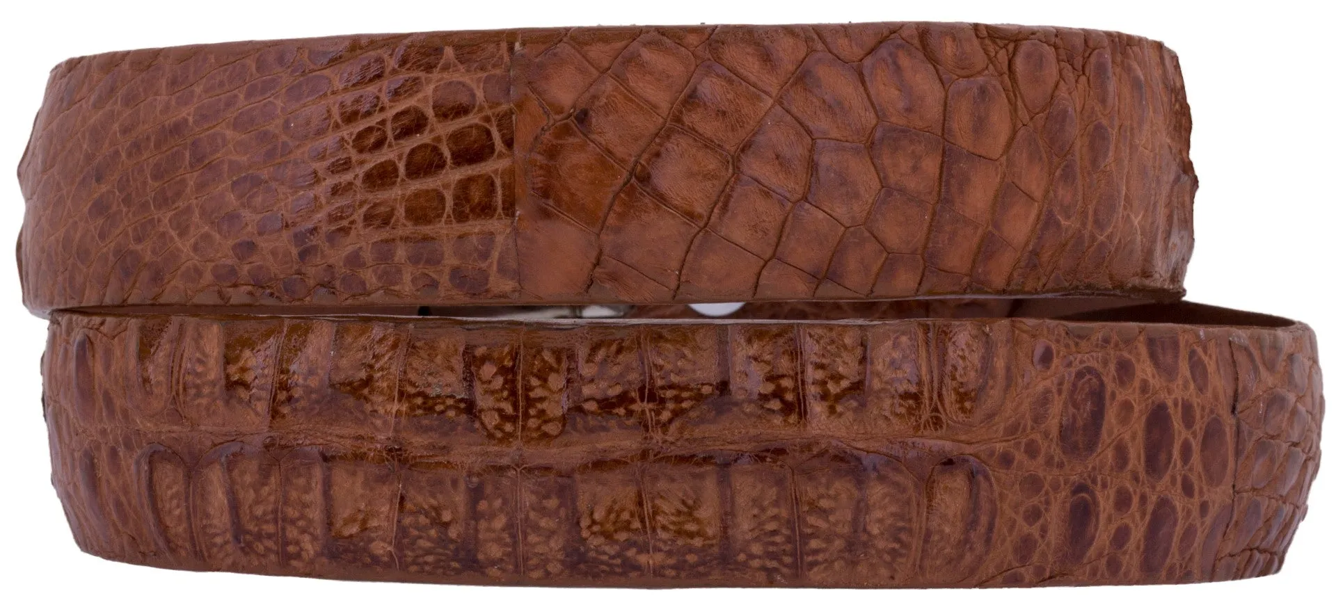 Chedron Thin Cowboy Belt  Real Crocodile Skin - Silver Buckle