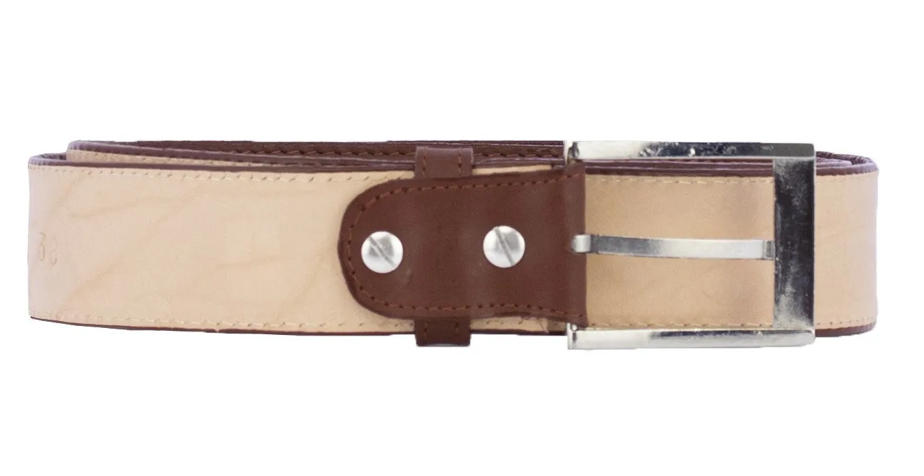 Chedron Western Cowboy Belt Solid Leather - Silver Buckle