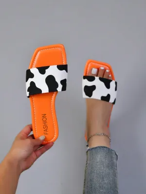 Cow Pattern Flat Sandals